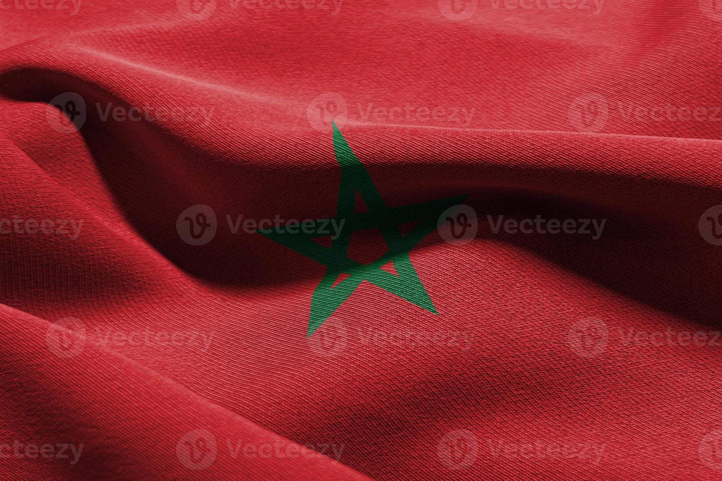 3D illustration closeup flag of Morocco photo
