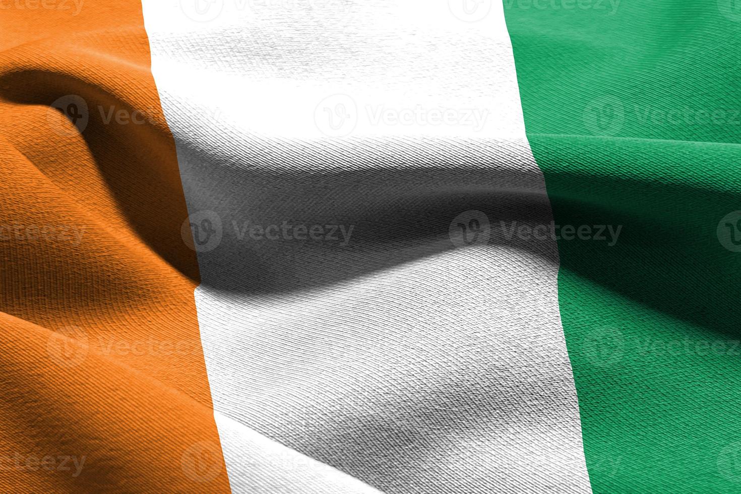 3D illustration closeup flag of Ivory Coast photo