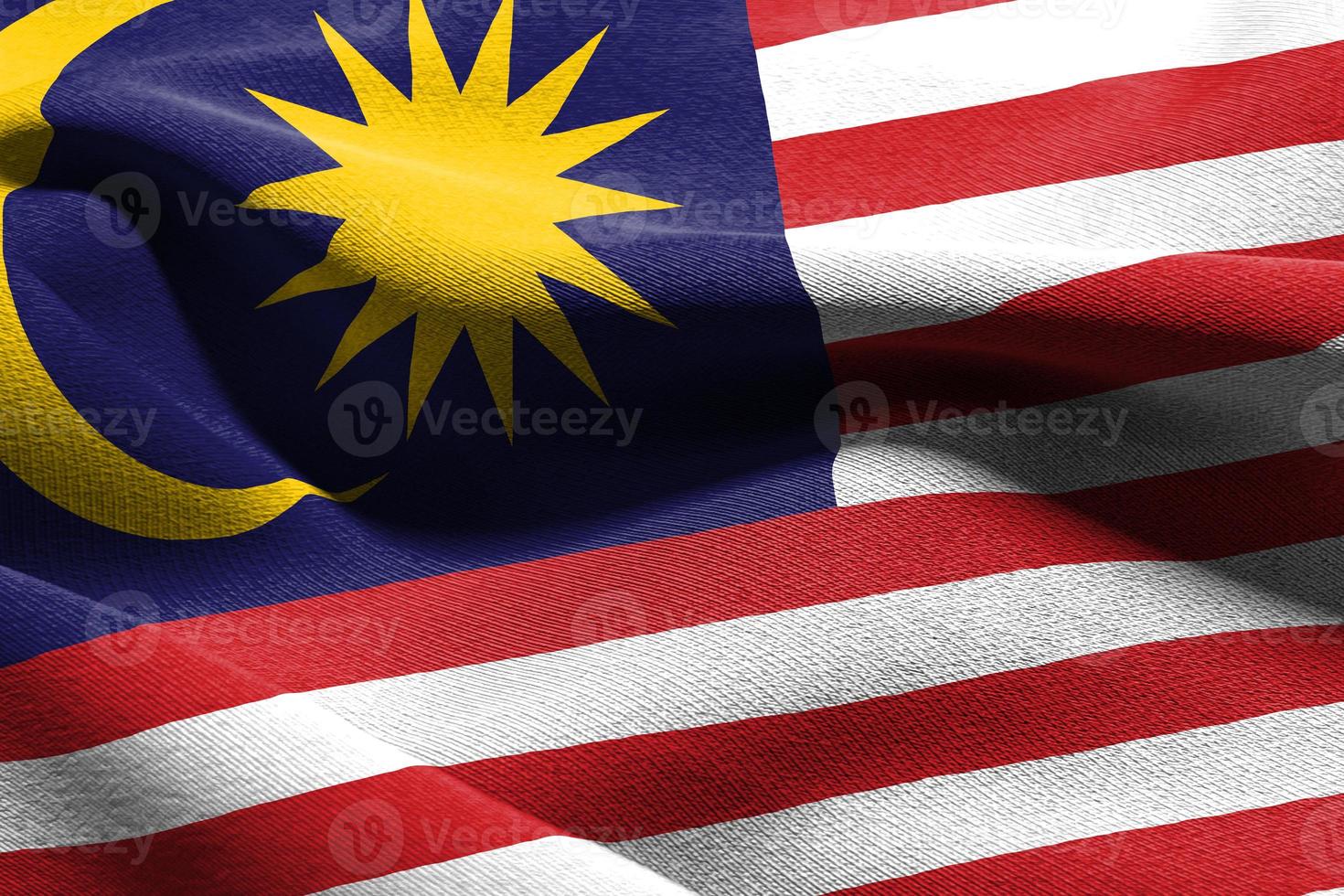 3d ilustración de cerca bandera de Malasia foto