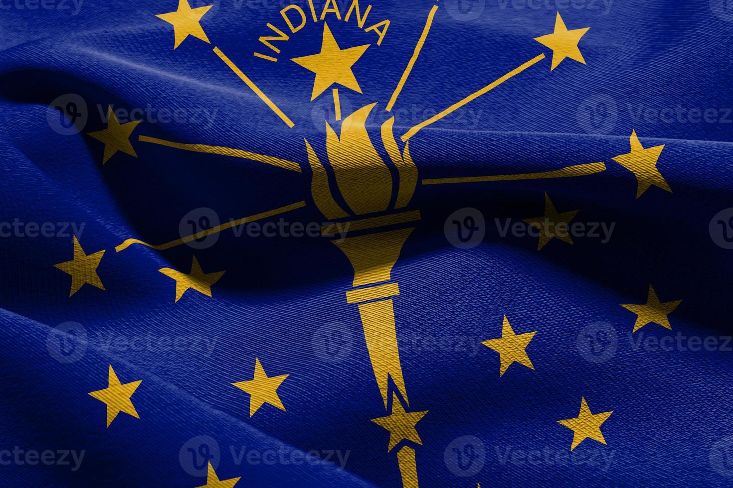 3D illustration flag of Indiana is a state of United States. Wav photo