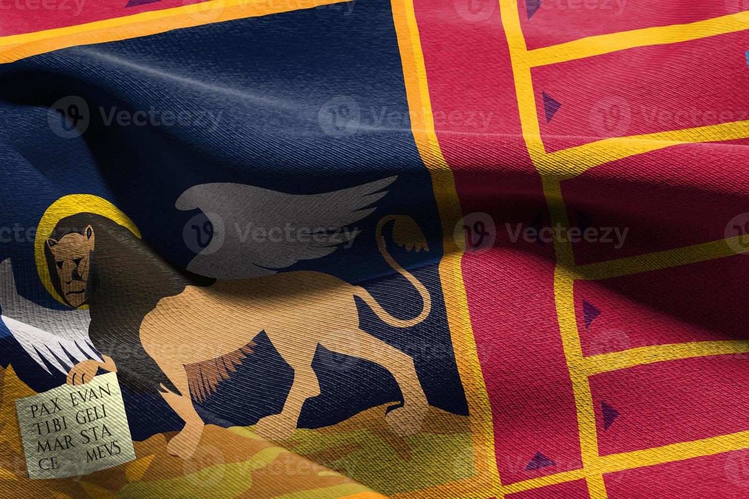 3D illustration flag of Veneto is a region of Italy. Waving on t photo