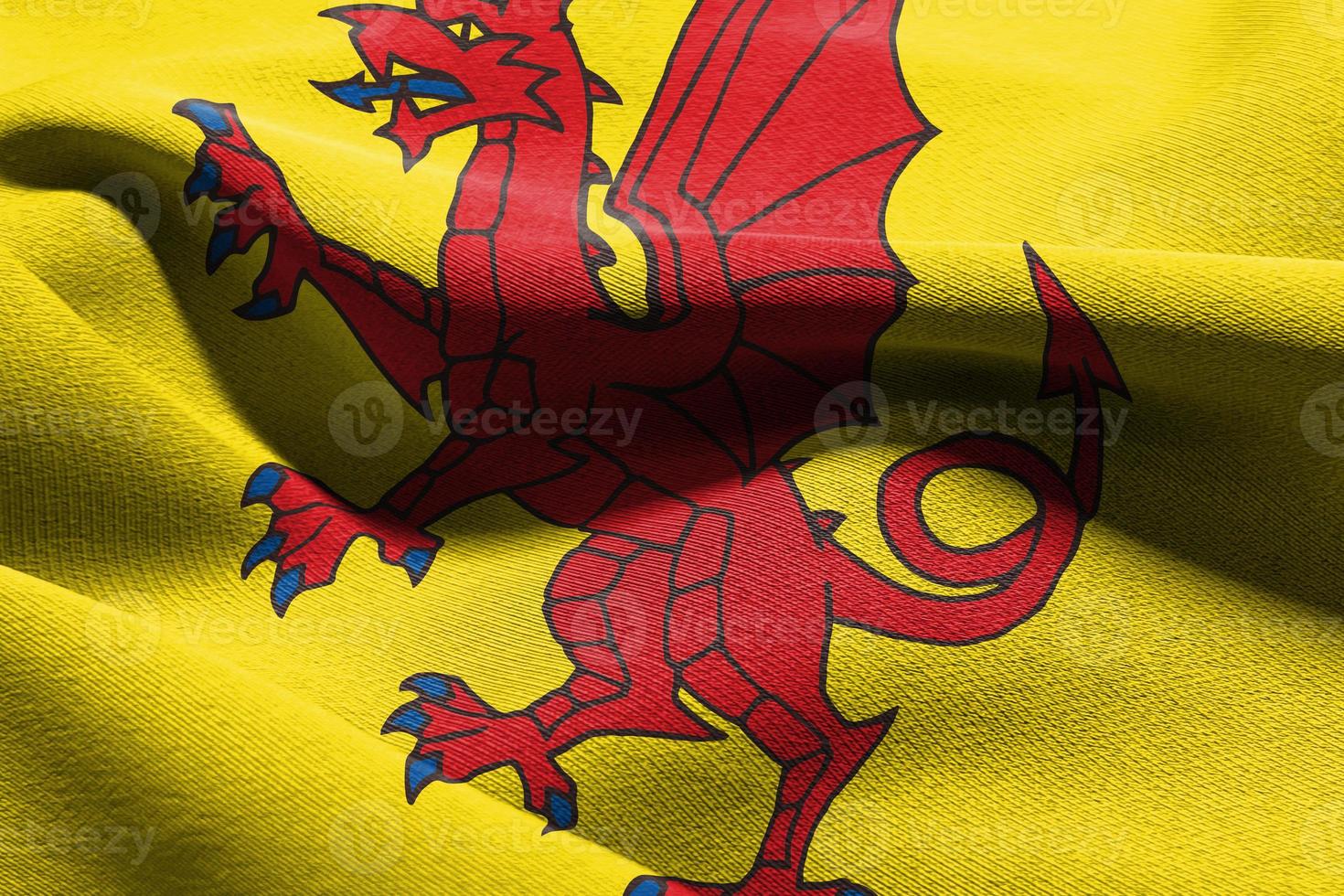 3D illustration flag of Somerset is a region of England. Waving photo