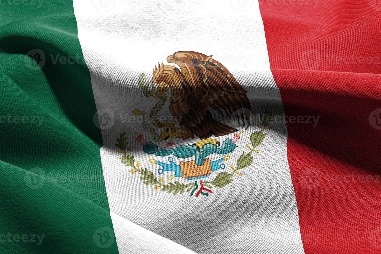 3D illustration closeup flag of Mexico photo