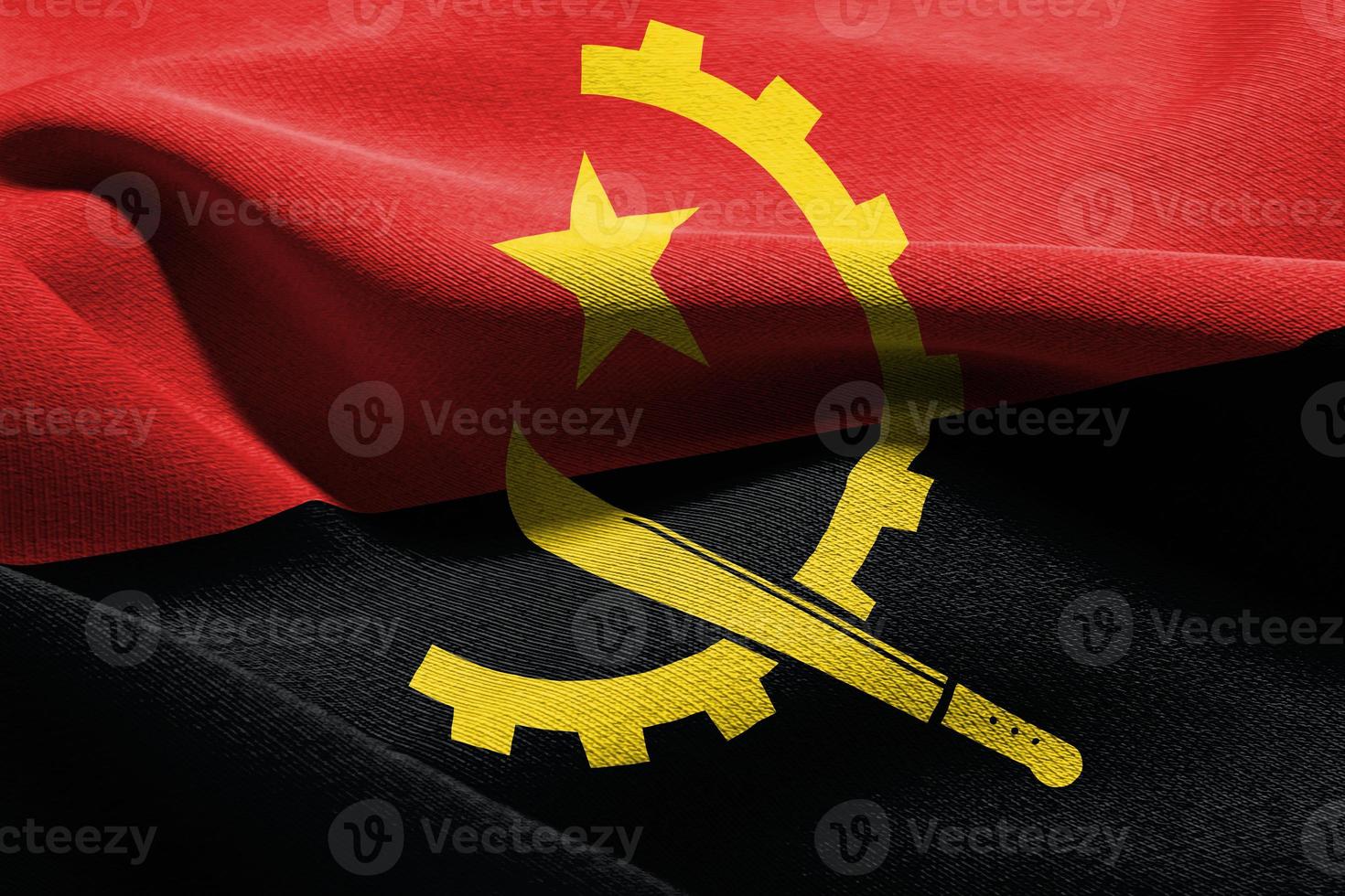 3d ilustración de cerca bandera de angola foto