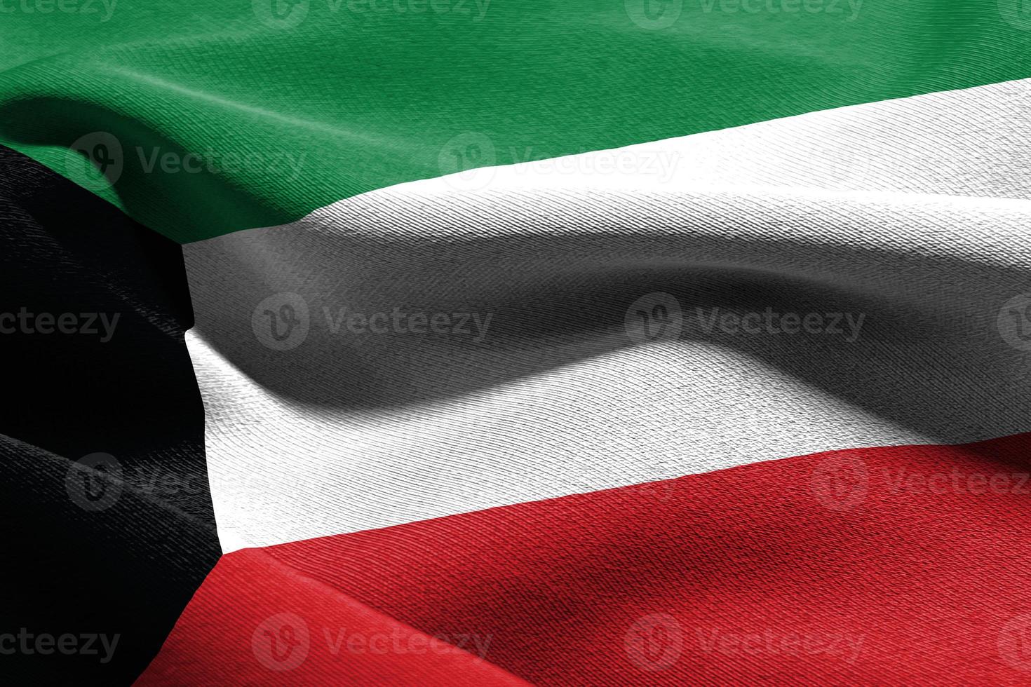 3D illustration closeup flag of Kuwait photo