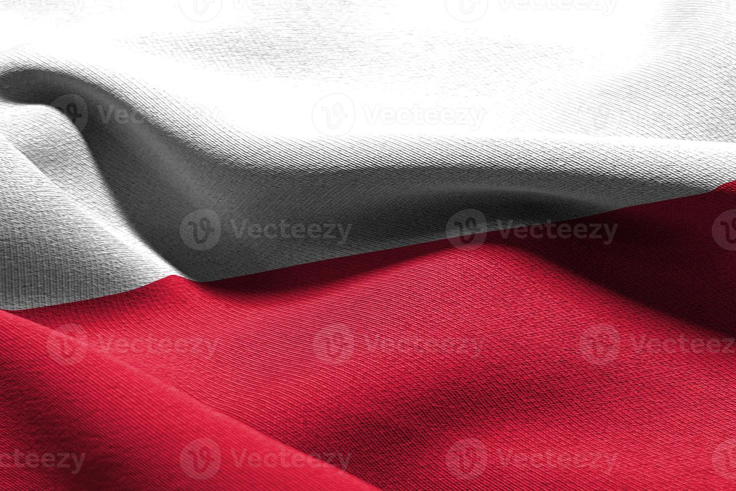 3d ilustración de cerca bandera de Polonia foto