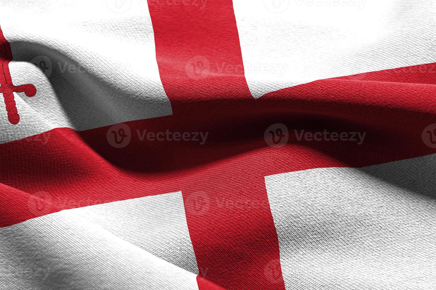 3D illustration flag of City of London is a region of England. W photo