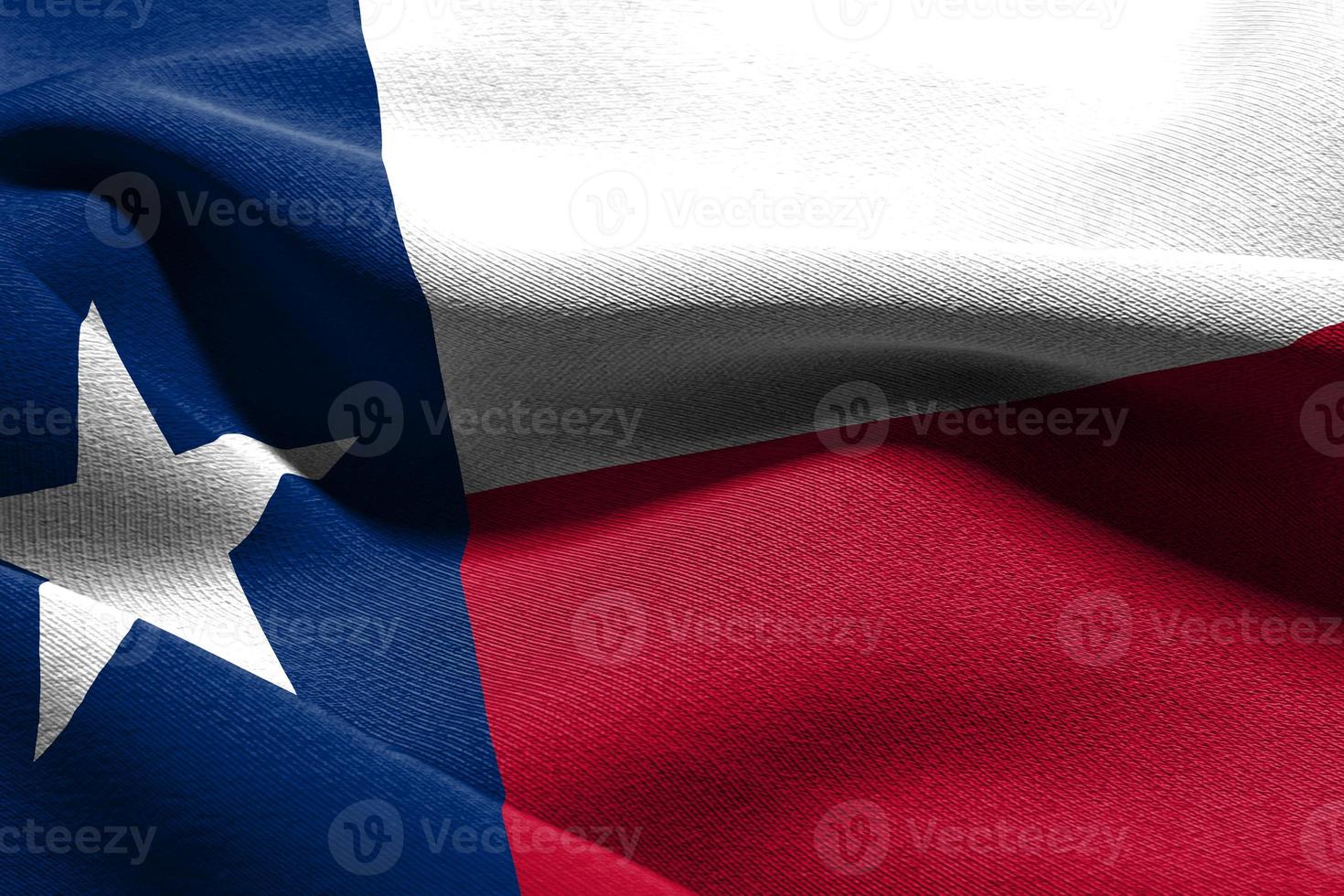 3D illustration flag of Texas is a state of United States. Wavin photo