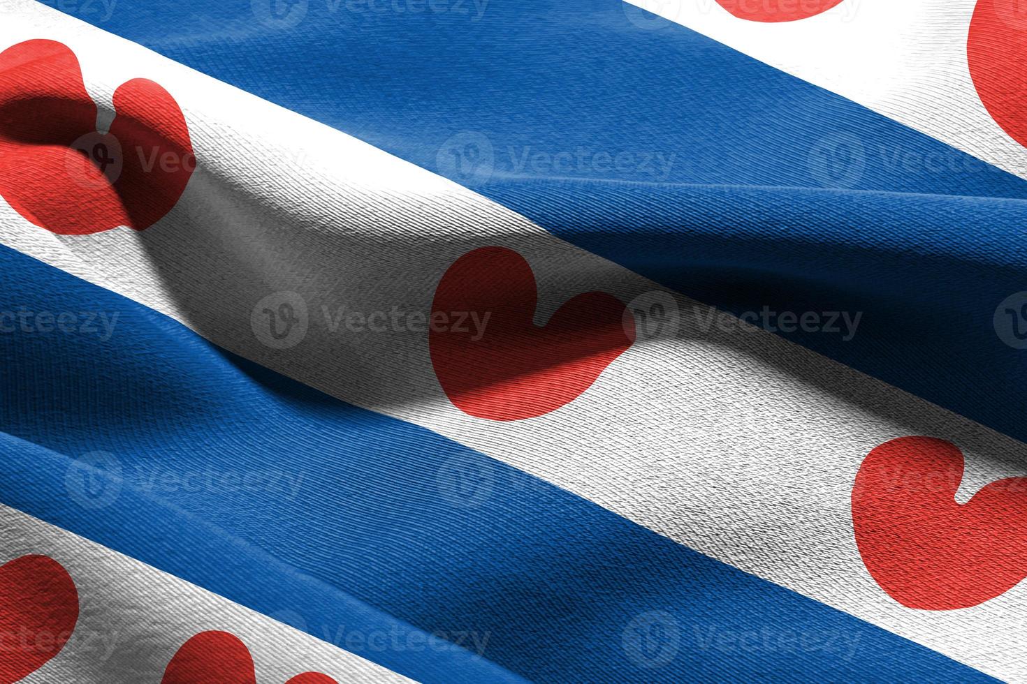 3D illustration flag of Friesland is a region of Netherlands. Wa photo