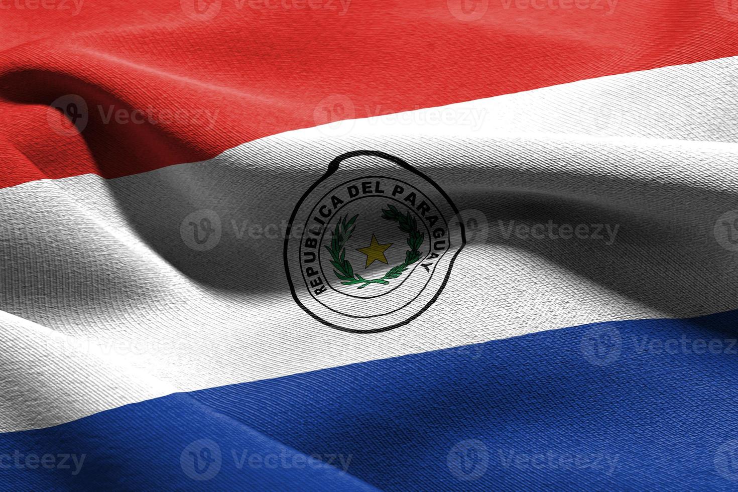 3d ilustración de cerca bandera de paraguay foto