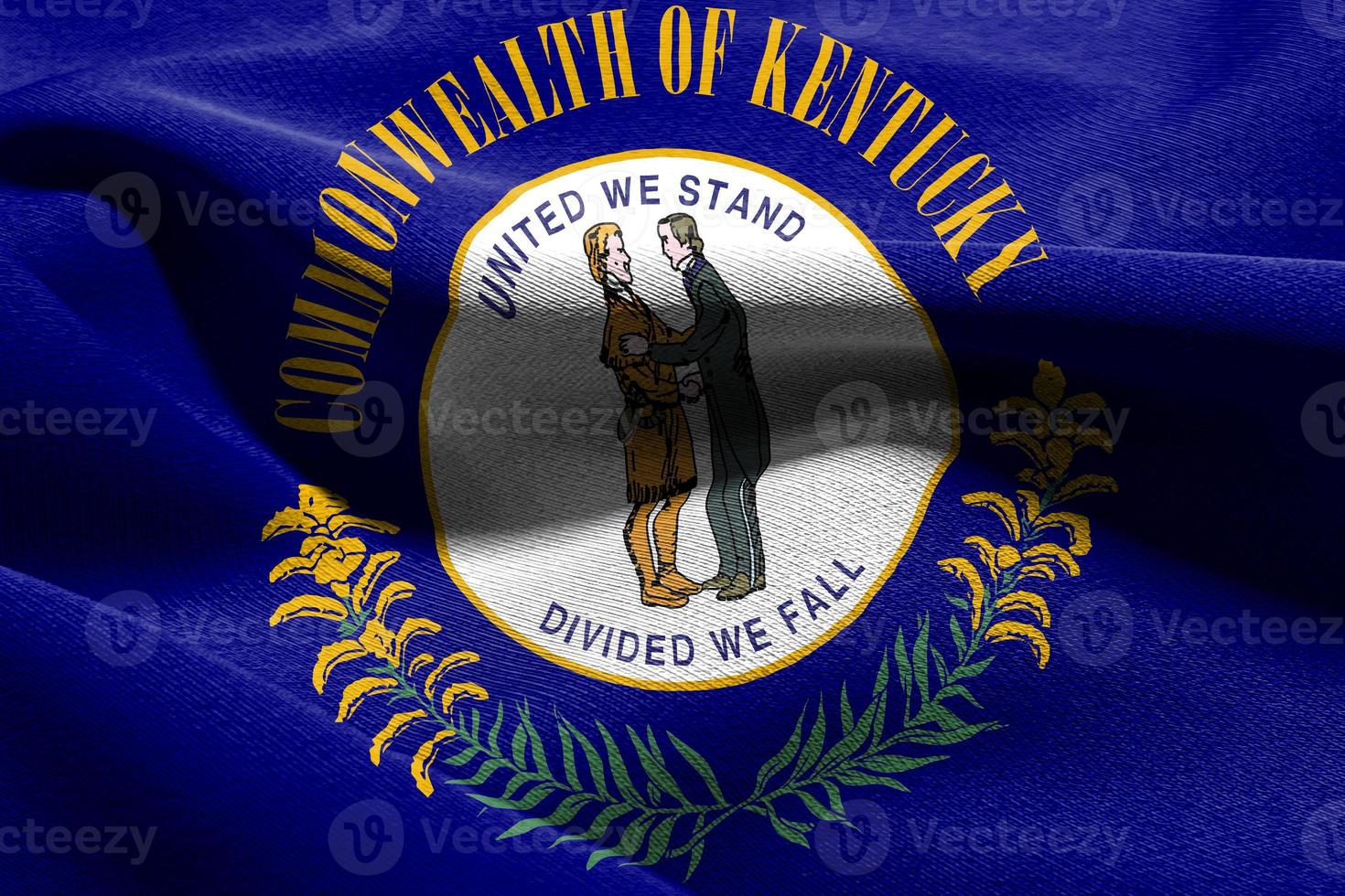 3D illustration flag of Kentucky is a state of United States. Wa photo