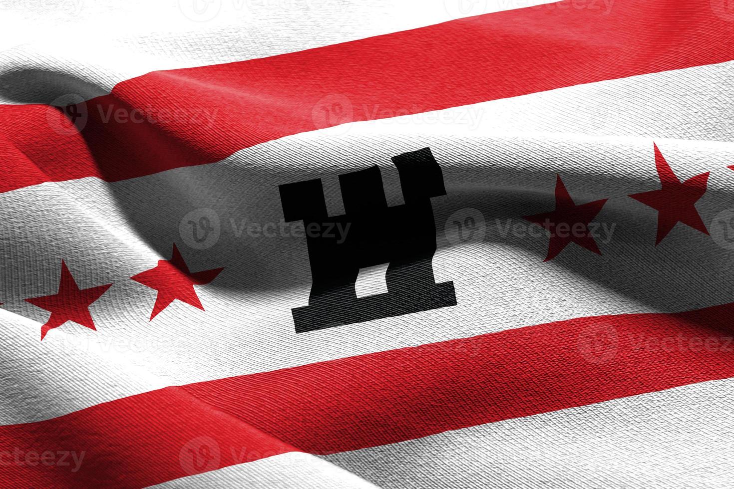 3D illustration flag of Drenthe is a region of Netherlands. Wavi photo