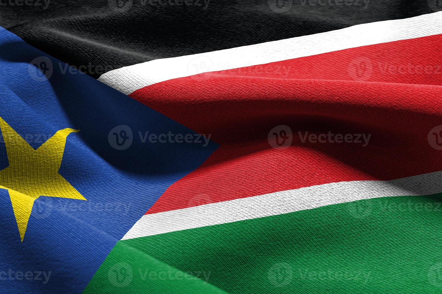 3D illustration closeup flag of South Sudan photo