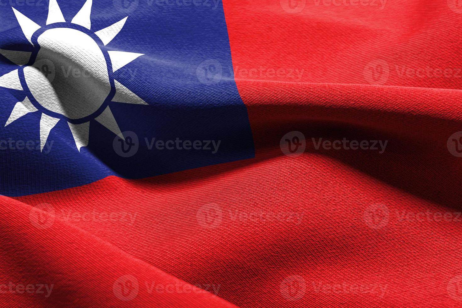 3D illustration closeup flag of Taiwan photo