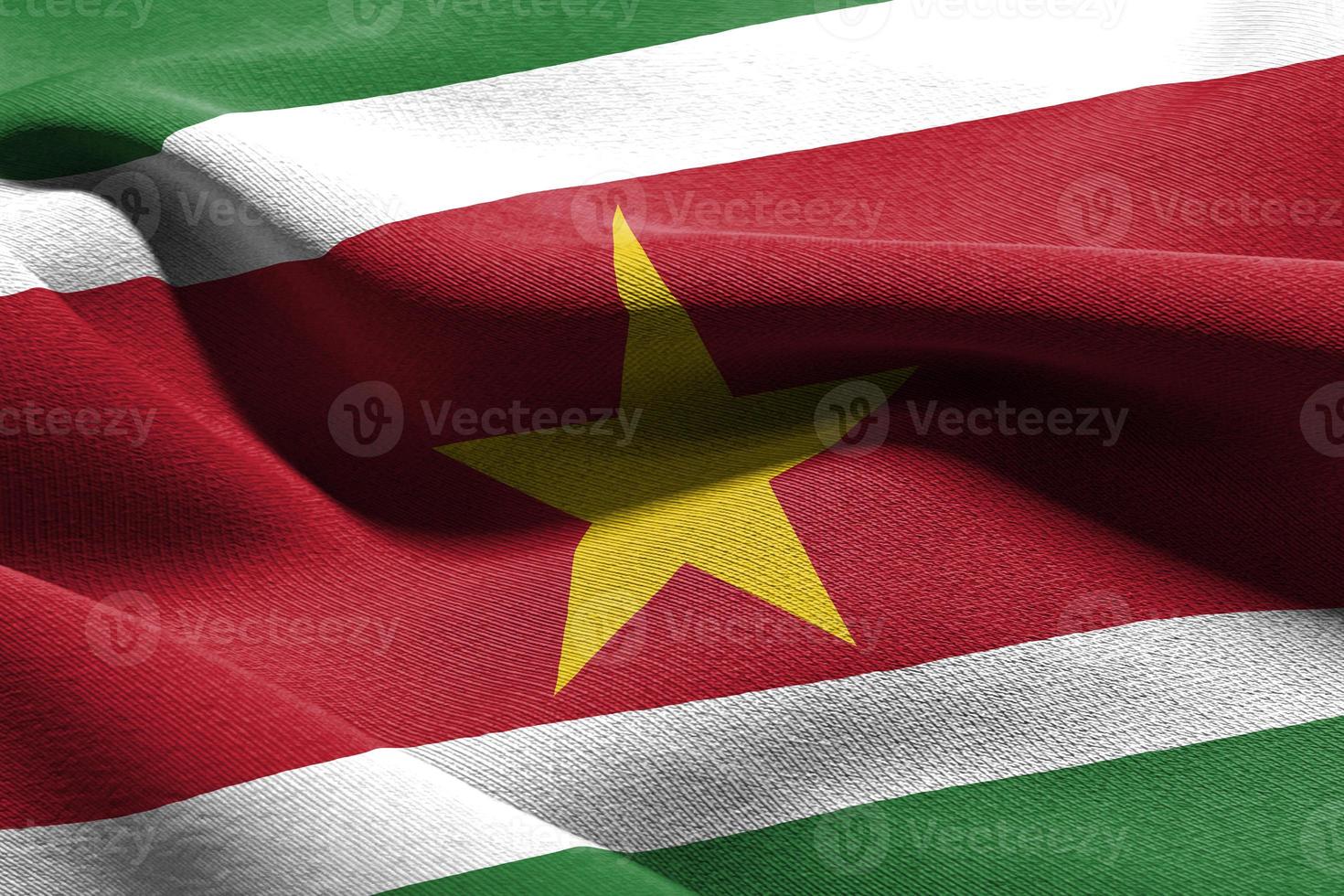 3D illustration closeup flag of Suriname photo