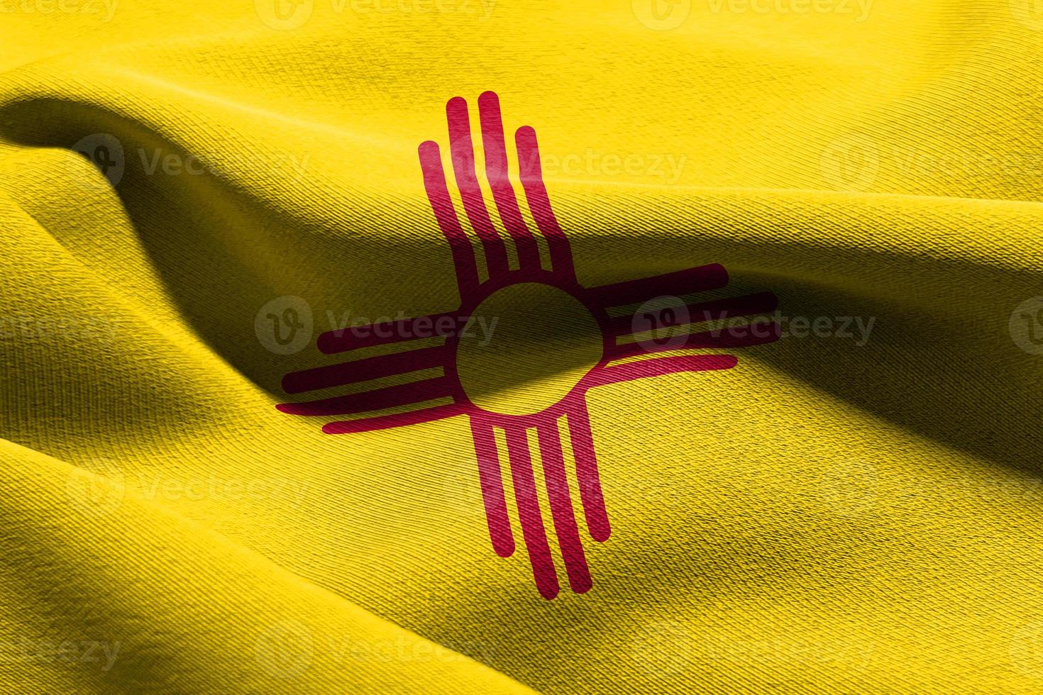 3D illustration flag of New Mexico is a state of United States. photo