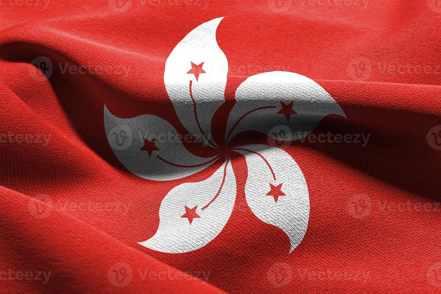 3D illustration closeup flag of Hong Kong photo