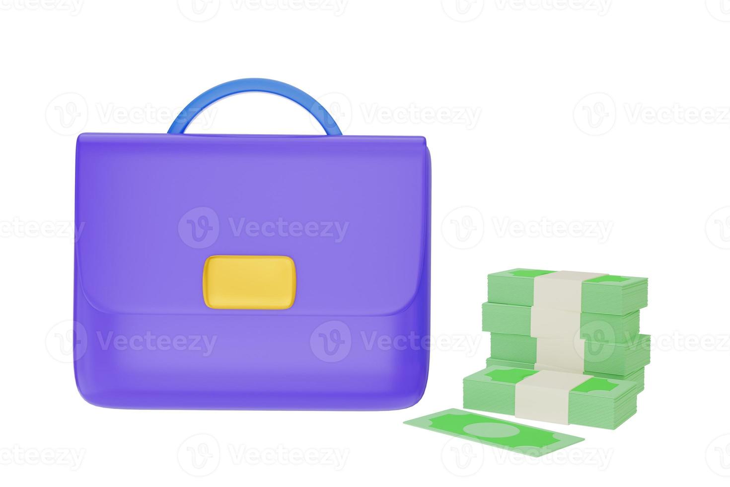 BriefcaseBusinessman bank or school bag education learning business ready cash dollar finance concept illustration icon 3d rendering minimalistic cartoon style - clipping path photo