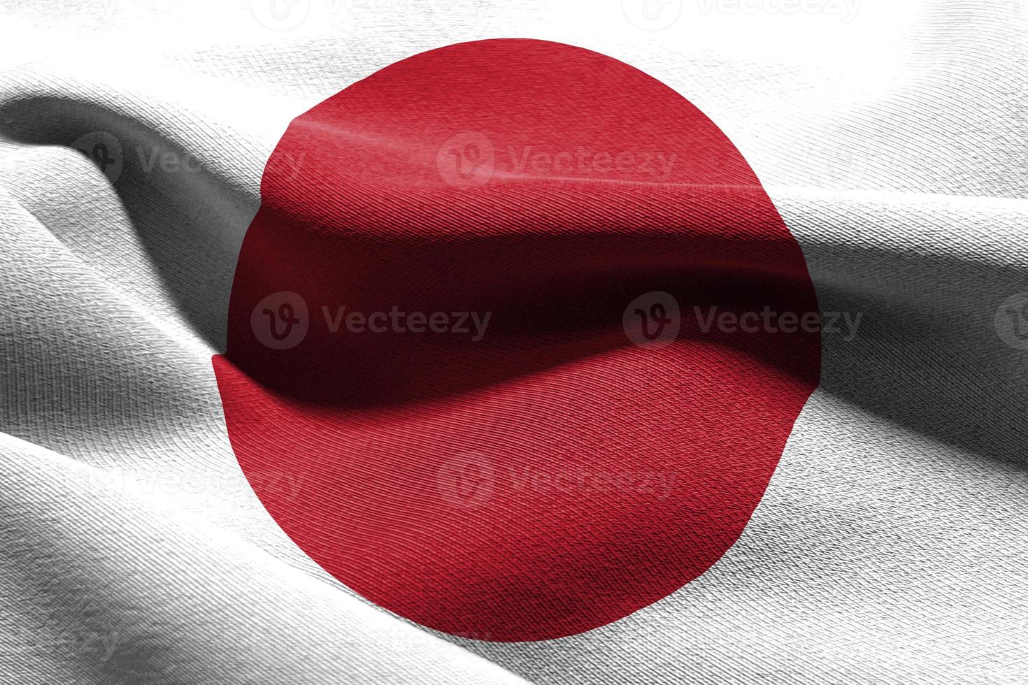 3D illustration closeup flag of Japan photo
