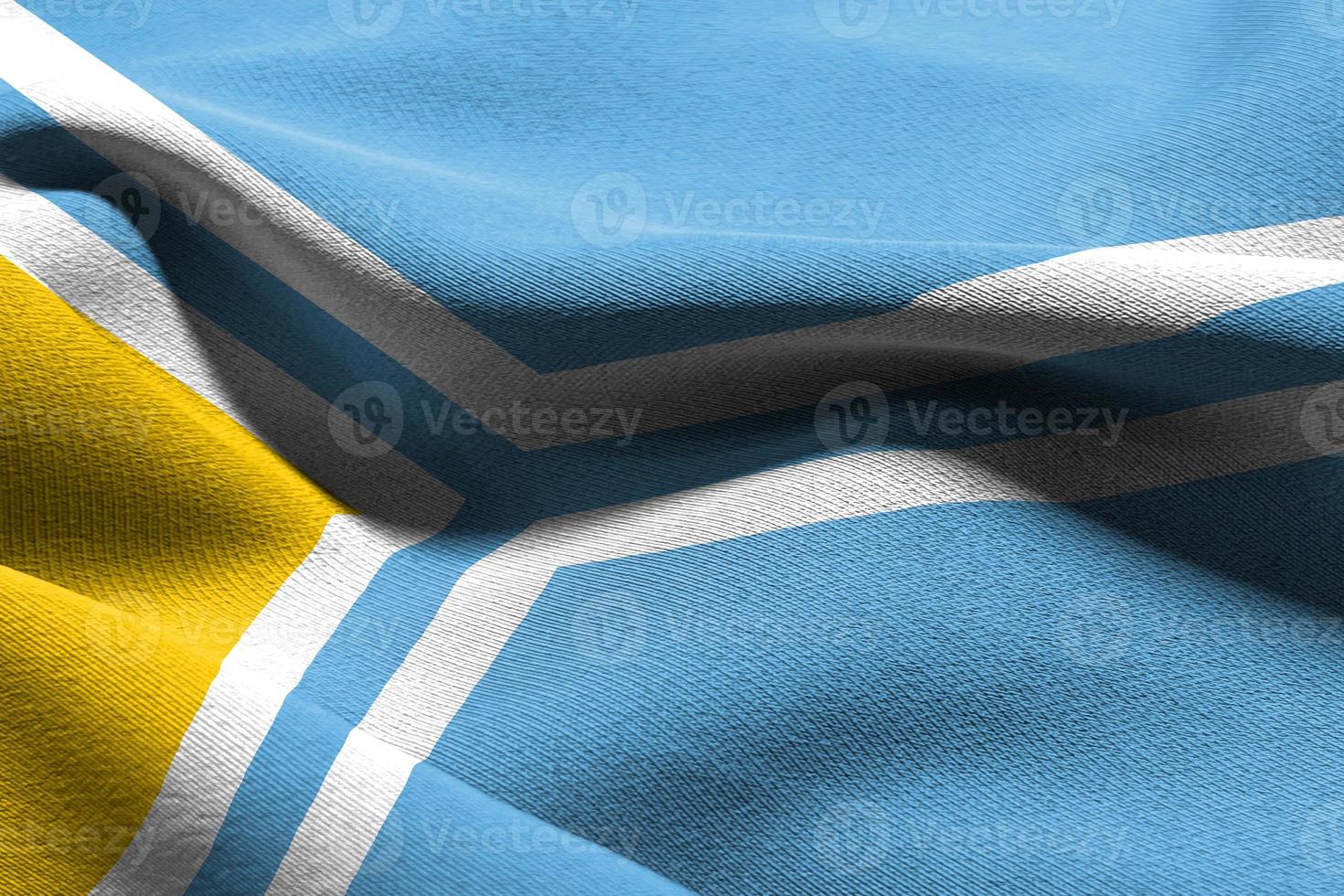 3D illustration flag of Tuva Republic is a region of Russia. Wav photo