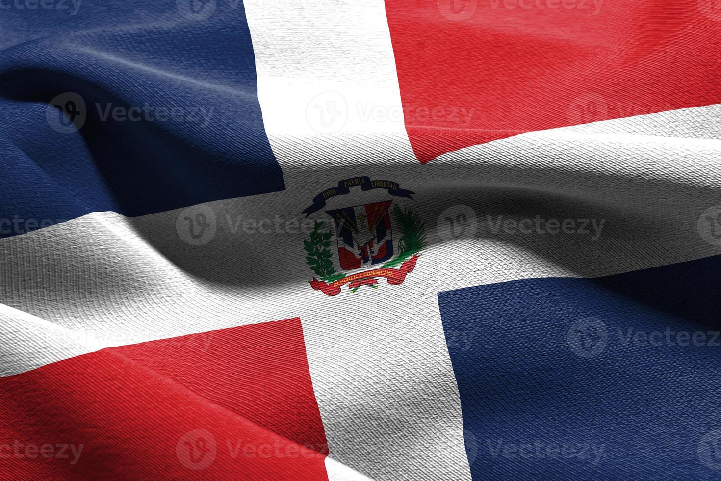 3D illustration closeup flag of Dominican Republic photo