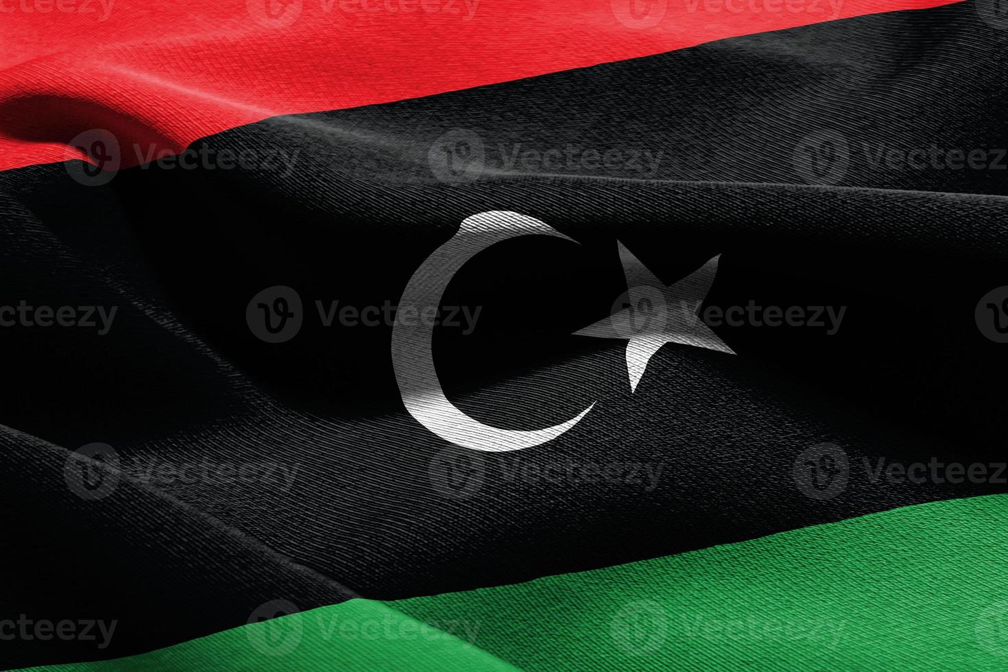 3D illustration closeup flag of Libya photo