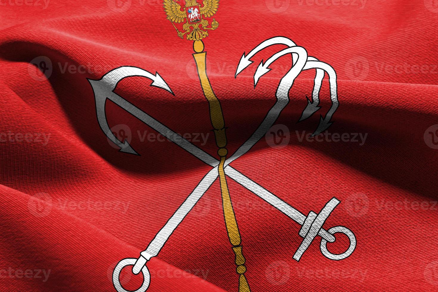 3D illustration flag of Saint Petersburg is a region of Russia. photo