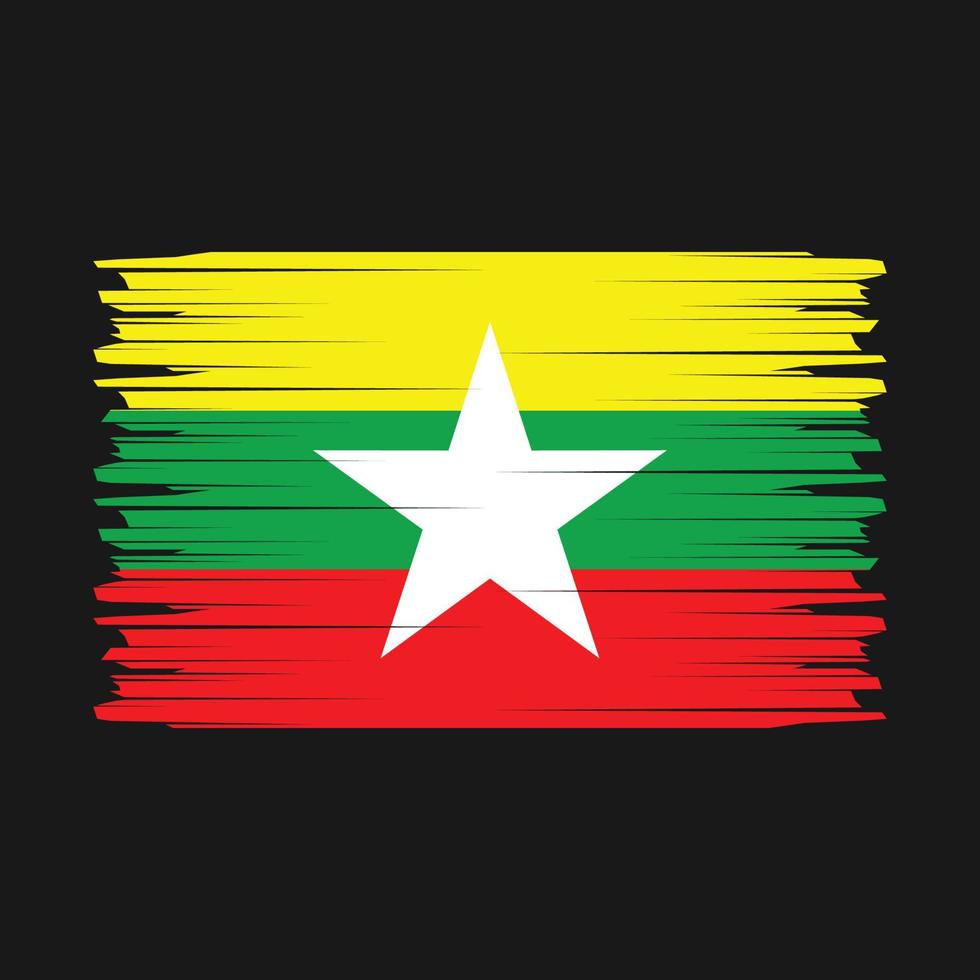 Myanmar Flag Brush Vector