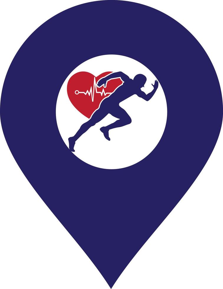 hombre avatar corriendo con corazón legumbres silueta estilo icono diseño, maratón atleta formación y aptitud tema vector ilustración