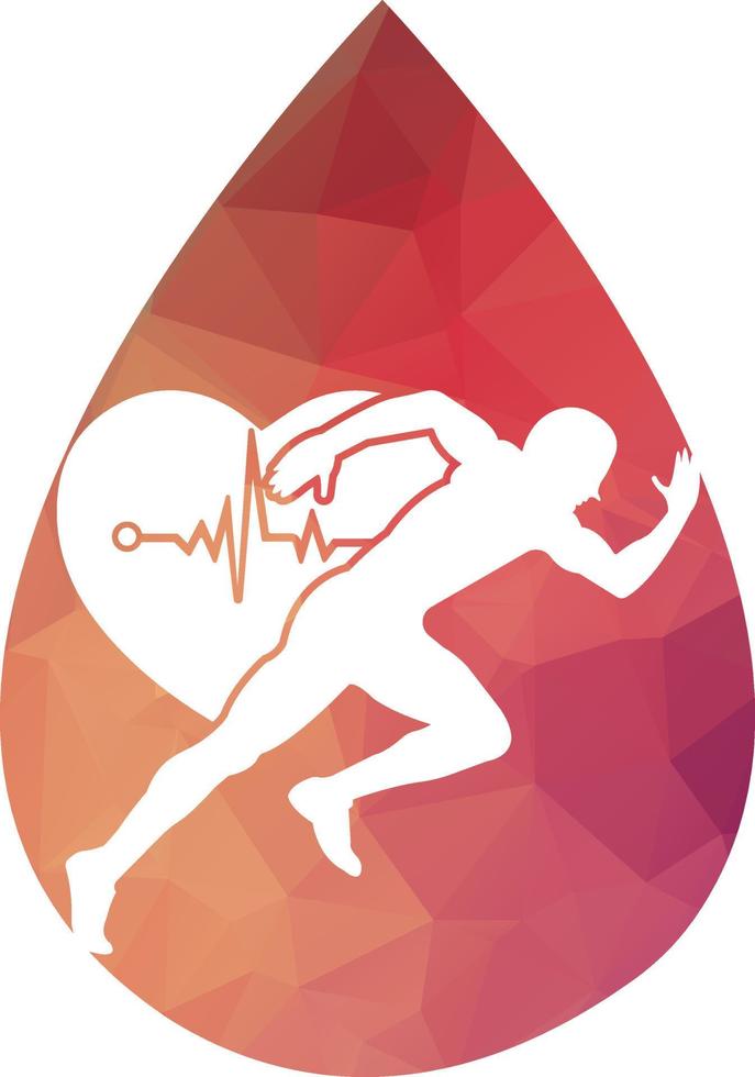 hombre avatar corriendo con corazón legumbres silueta estilo icono diseño, maratón atleta formación y aptitud tema vector ilustración