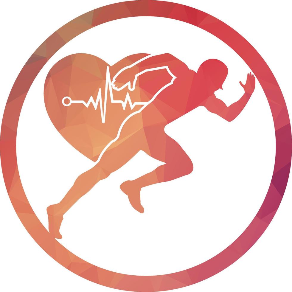 man avatar running with heart pulse silhouette style icon design, Marathon athlete training and fitness theme Vector illustration