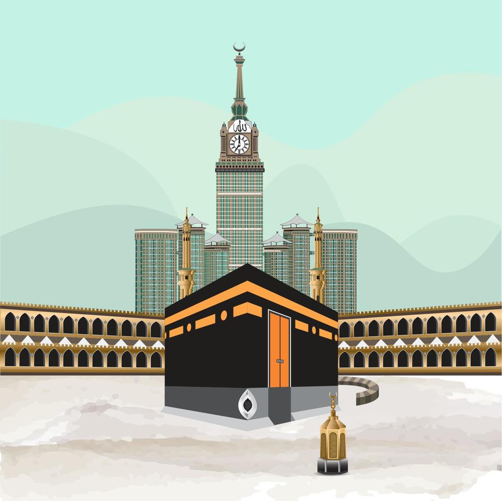 Illustration Concept Of Hajj Islamic Pilgrimage In Kaba, Mecca vector
