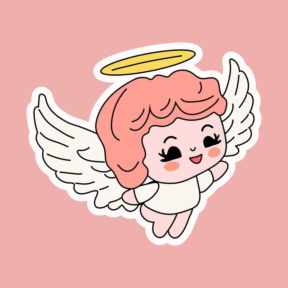 Cute cartoon angel . Vector illustration for mascot logo or sticker