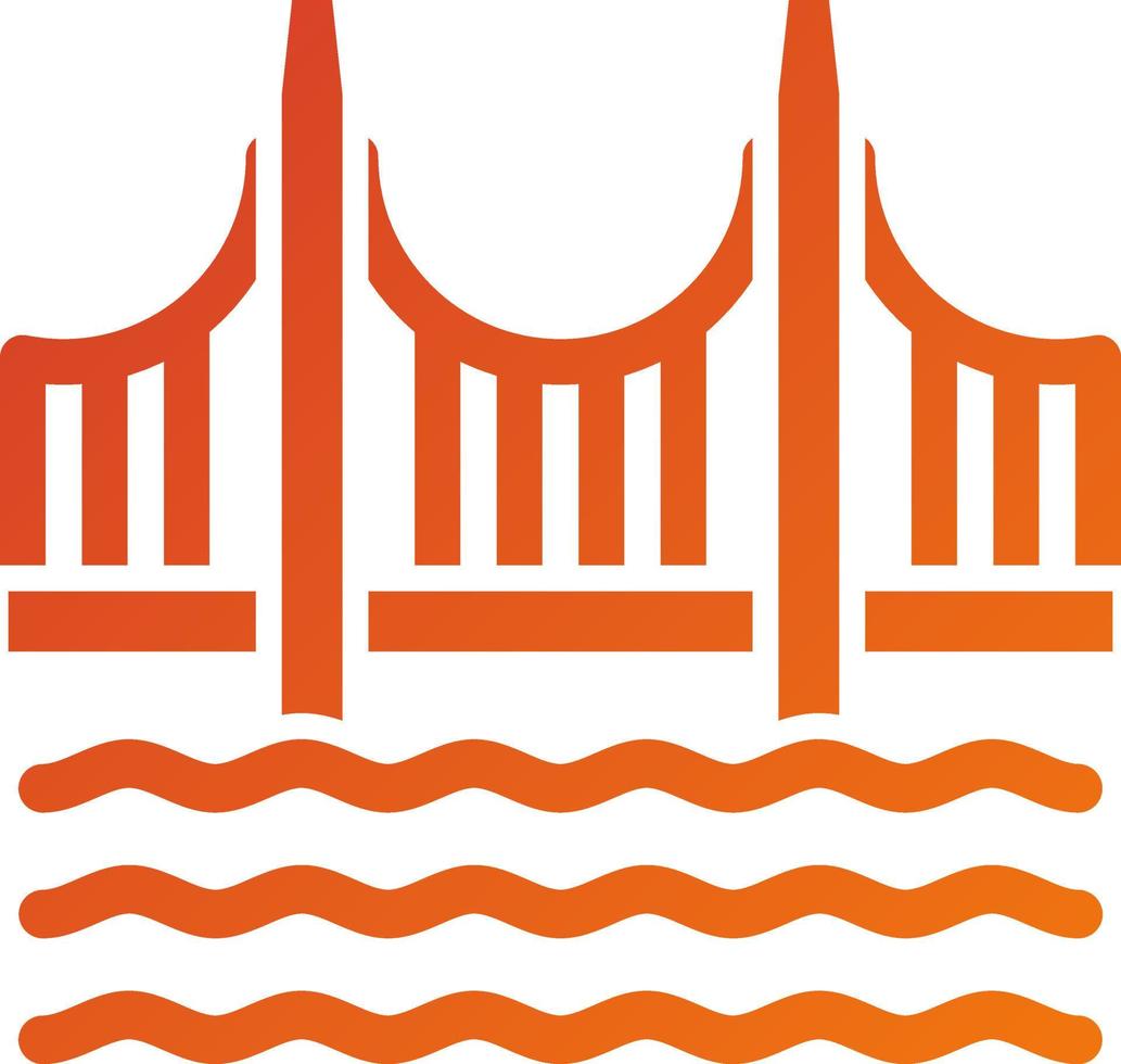 dorado portón puente icono estilo vector