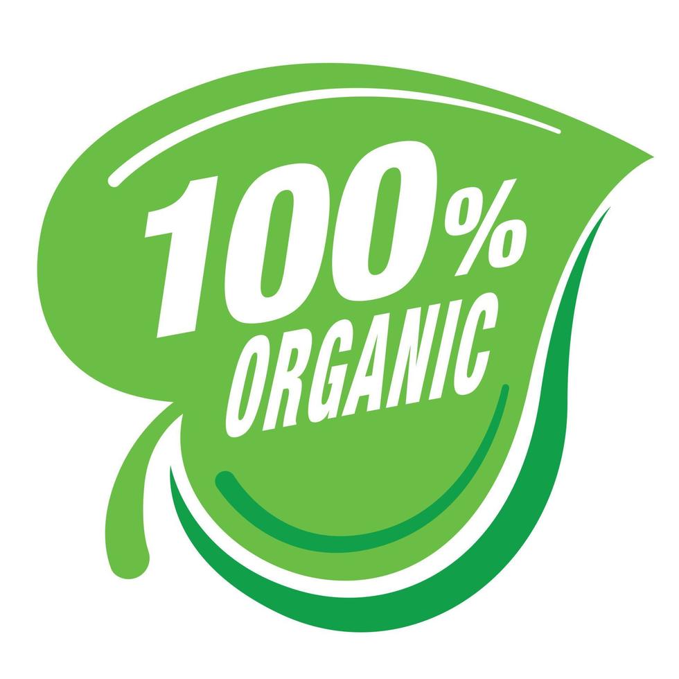 100 percent organic natural leaf sign icon vector