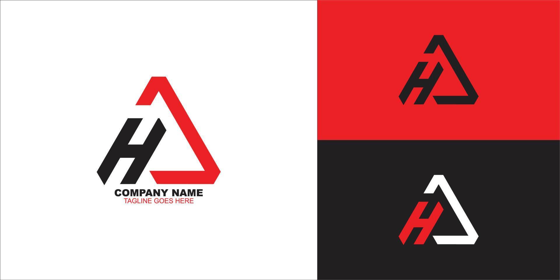 letter ha triangle logo design vector illustration template