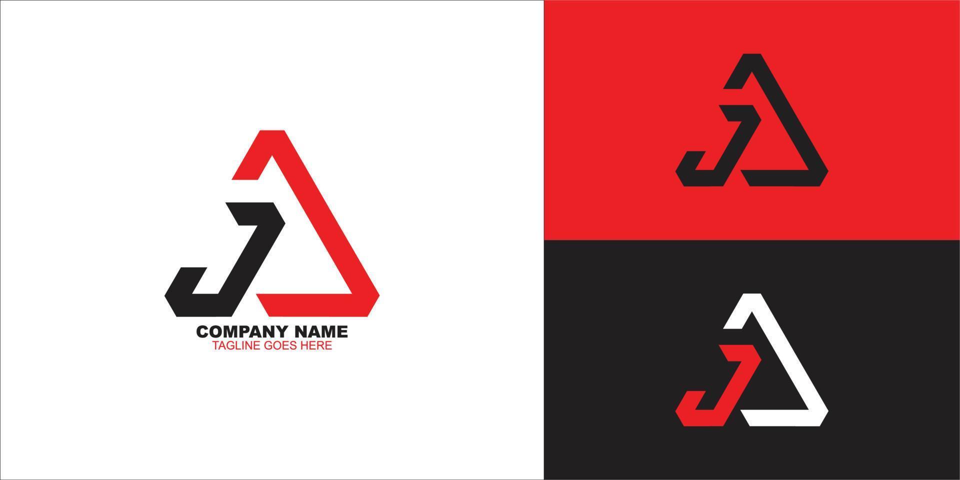 letter ja triangle logo design vector illustration template