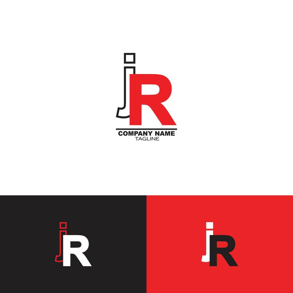 Abstract monogram letter jr or Rj logo design vector templates