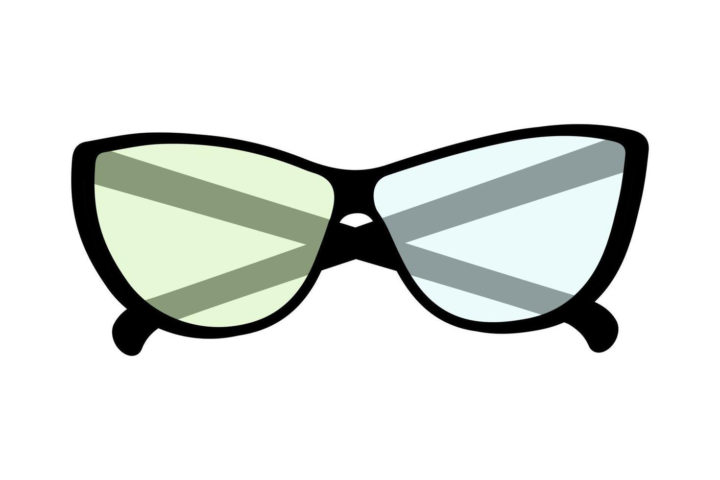 Glasses with black frames and colored lenses. Happy glasses day. Sticker. Icon. Isolate. Vector. EPS vector