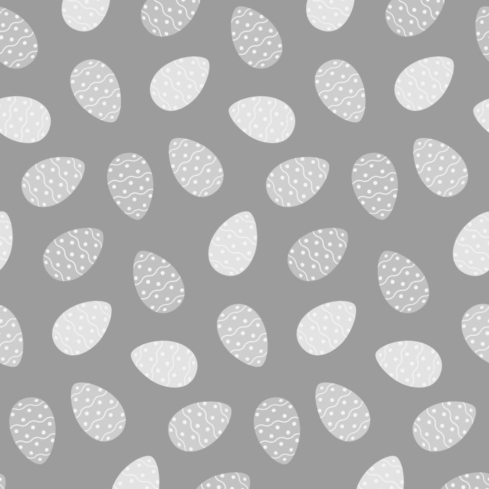 Easter seamless pattern with patterned Easter eggs in grayscale. Happy Easter. Springtime. Season vector