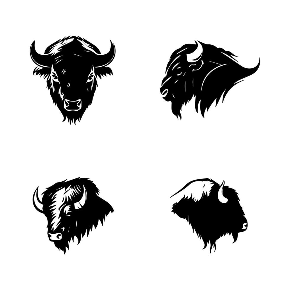 Make a bold statement with our buffalo head logo collection. Hand drawn with intricate details, these illustrations are sure to add a touch of power and strength to your project vector