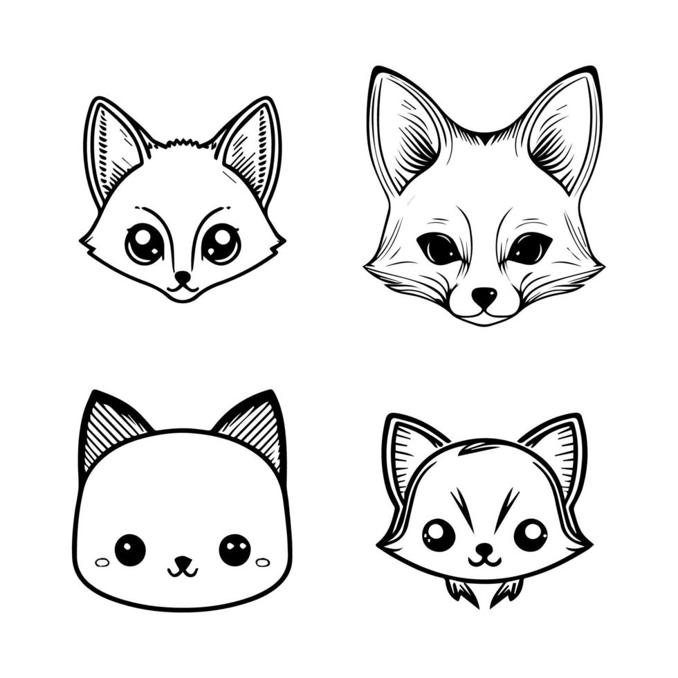 Get ready to slyly charm with our cute kawaii fox head collection. Hand drawn with love, these illustrations are sure to add a touch of whimsy to your project vector