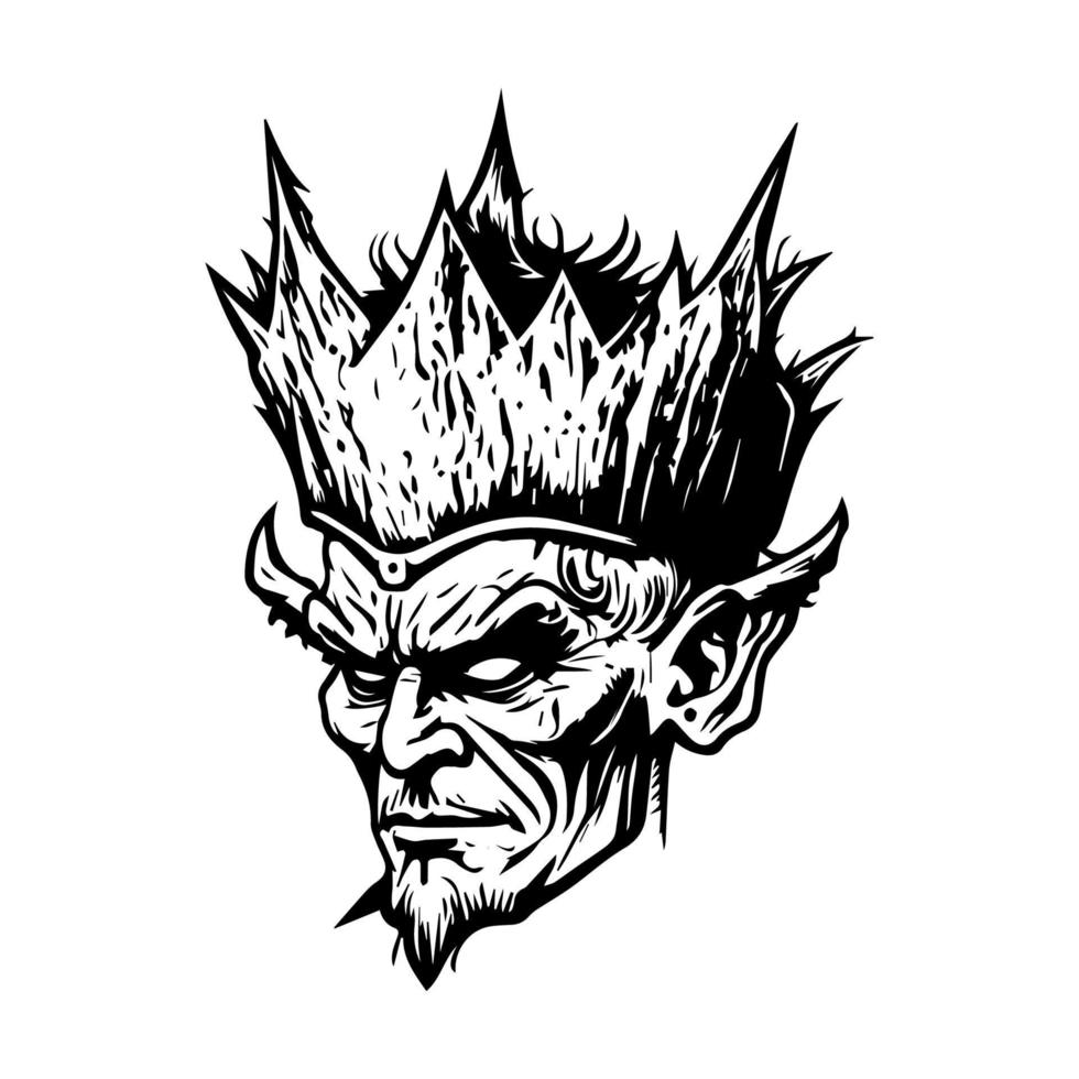 troll head line art hand drawn illustration vector
