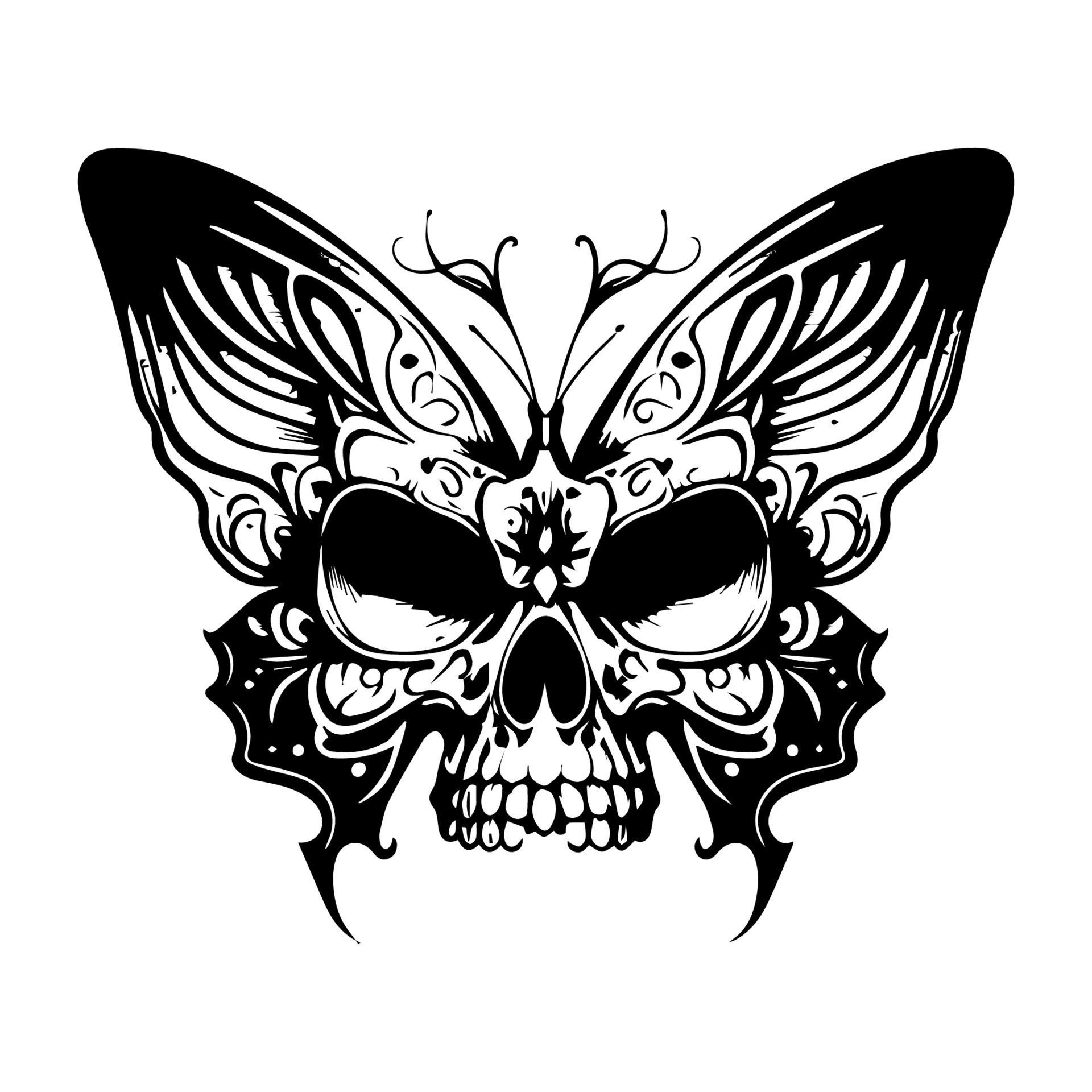 Skull Butterfly Tattoo Vector Images over 550