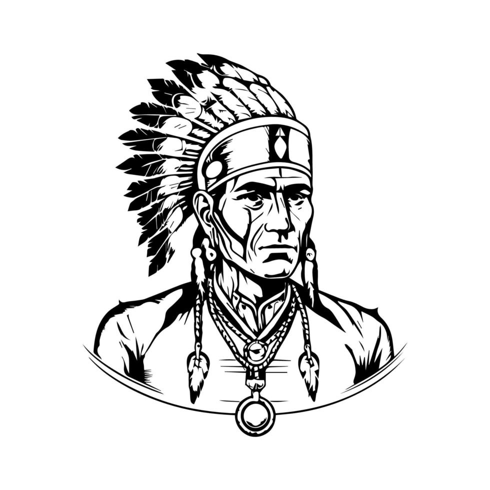 Bold and striking Hand drawn line art illustration of an Indian