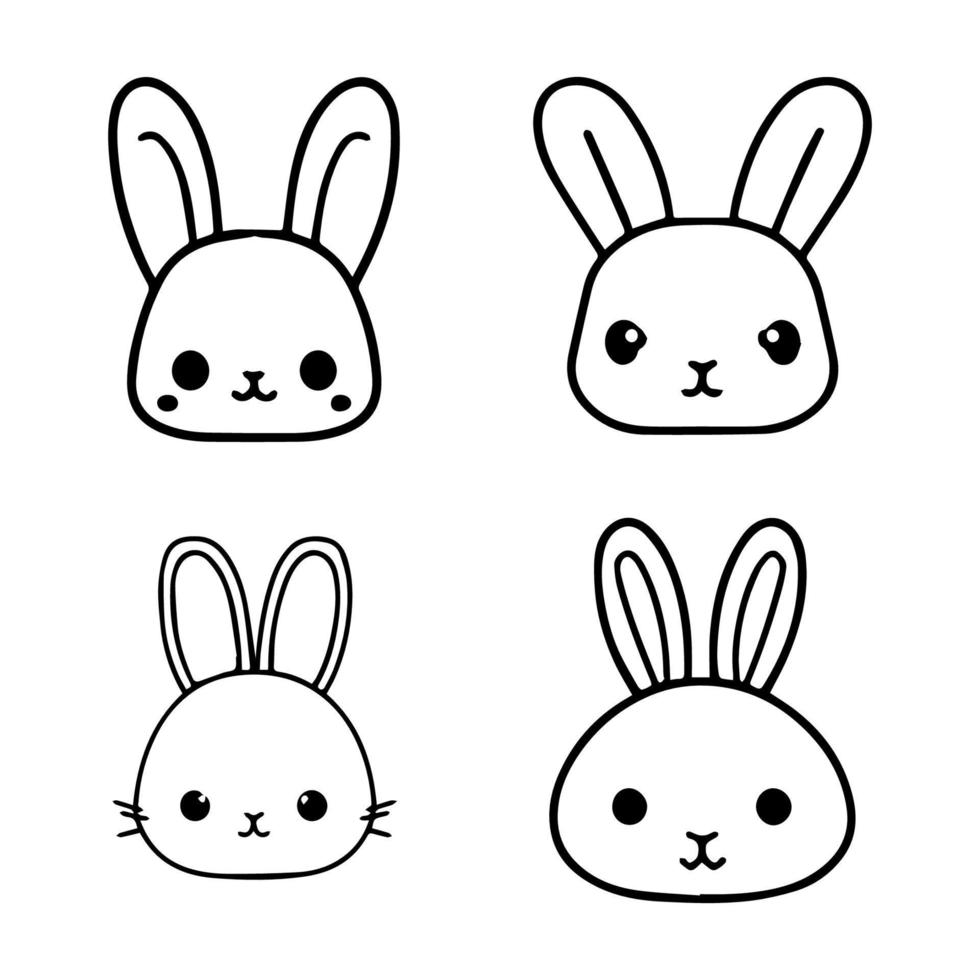 un colección de linda y encantador kawaii conejito Conejo ilustraciones, mano dibujado en un encantador estilo. Perfecto para animal amantes y para niños diseños vector