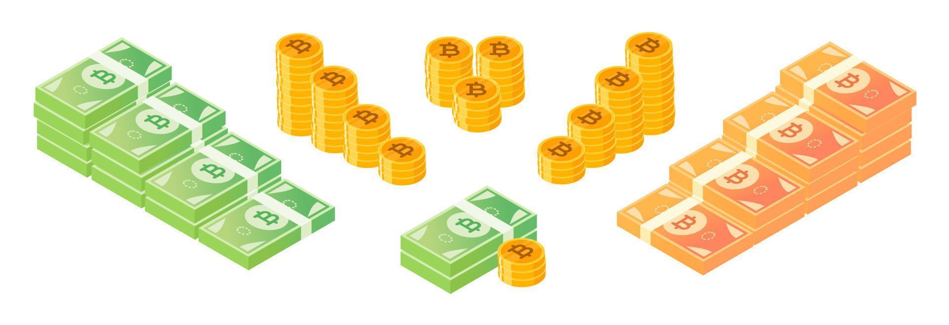 Thai Baht Money and Coin Bundle Set vector