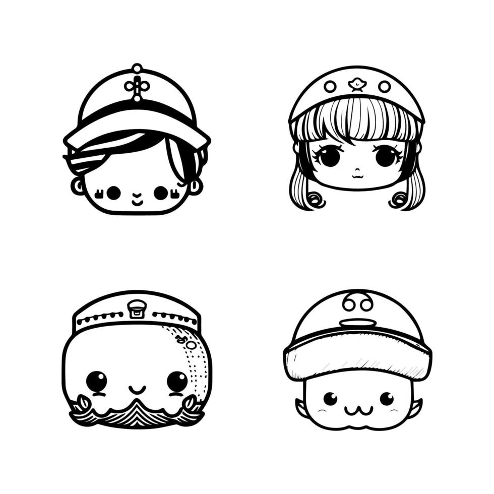 Dive into cuteness overload with our cute kawaii marine head collection set, all Hand drawn in line art style. These illustrations are perfect for adding a touch of playful sea life to your project vector