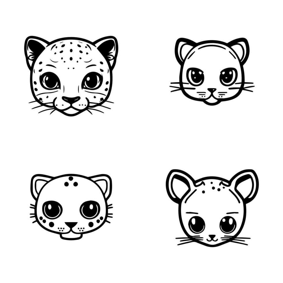 Adorable kawaii panther collection set, Hand drawn with cute expressions and playful poses. Perfect for any animal lover or panther enthusiast vector