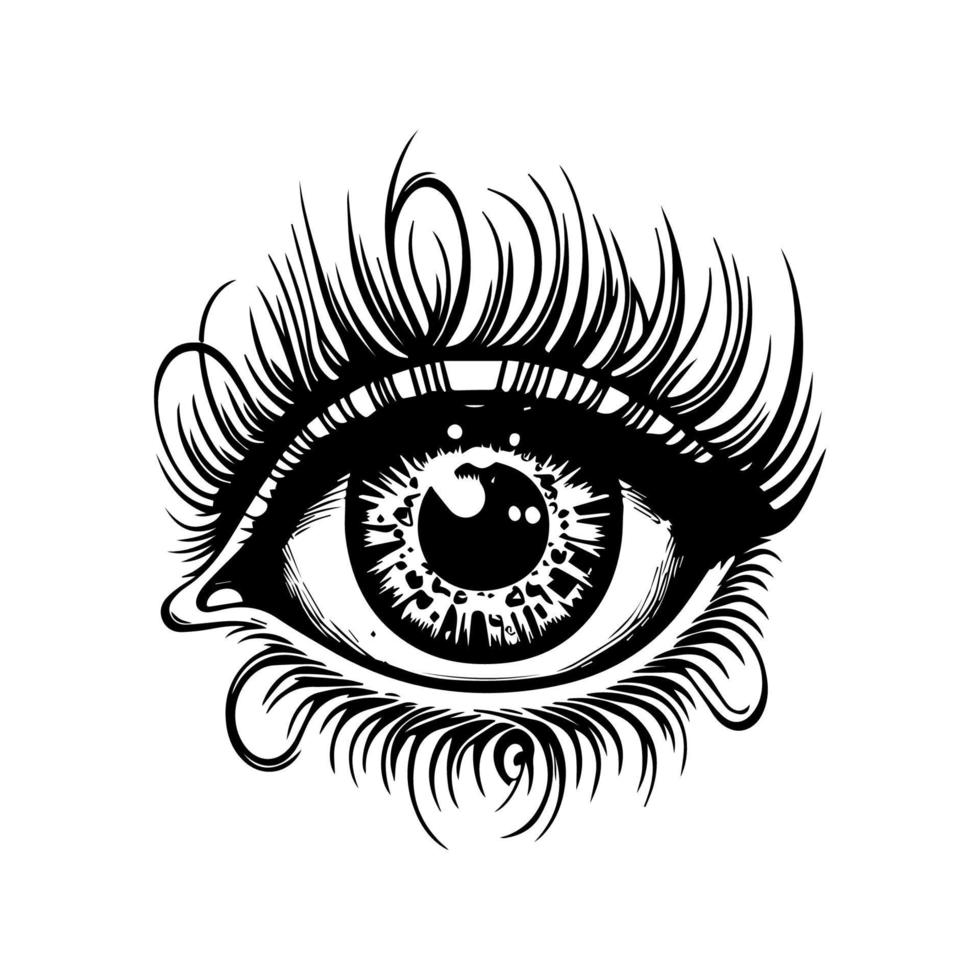 intrincado ojo tatuaje concepto, expertamente hecho a mano en detallado línea Arte por un experto ilustrador vector